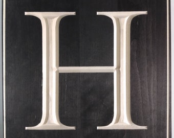 Engraved Letter H, Times New Roman Font, Wood Wall Art, Wood Decor