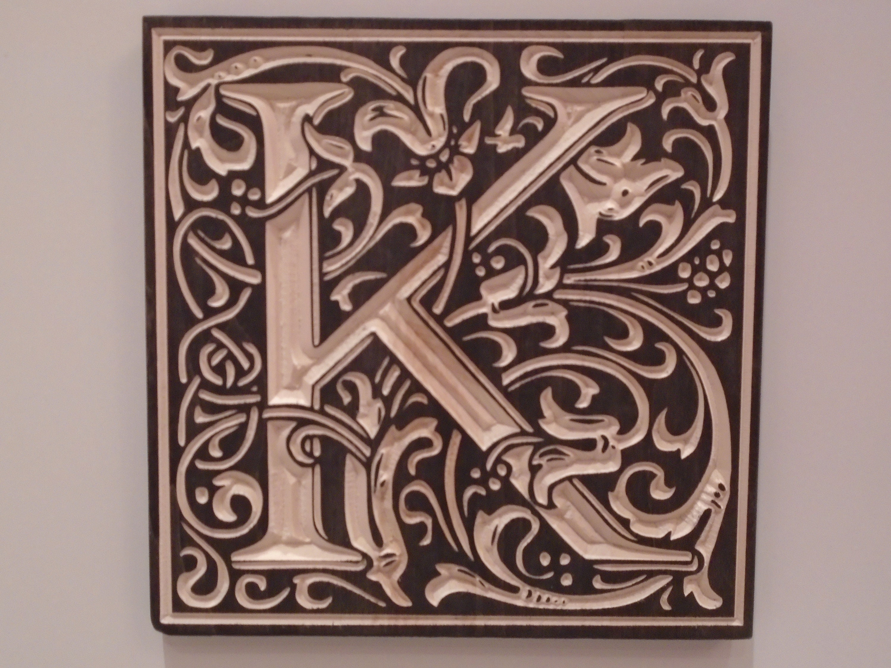 Varsity Monogram Letter, 1-pc, K King, Chenille Iron-on Patch