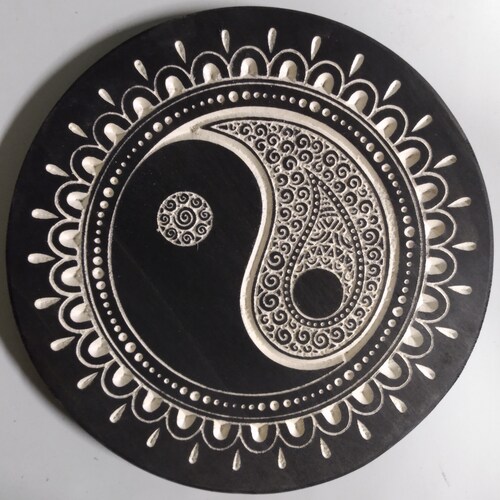 Wood Yin Yang Mandala Wall Art Mandala Wall Art Wood Mandala Etsy