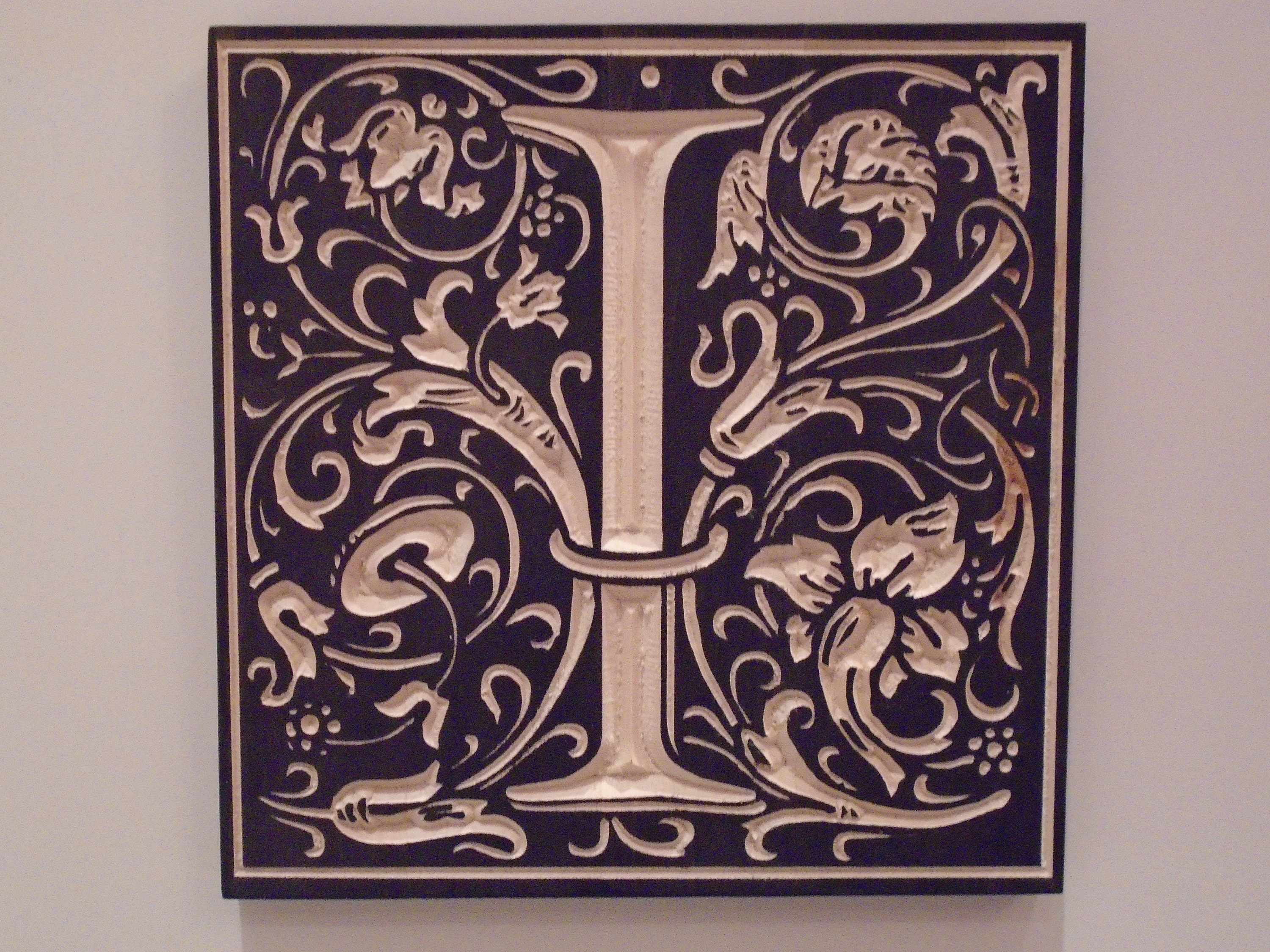 Illuminated Letter I, Wood Wall Art, Wood Engraving, William