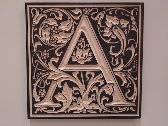 Illuminated Letter A Wood Wall Art Wood Engraving William - Etsy