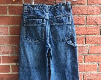 Jeans en denim bleu Cherokee Carpenter vintage des années 90, jambe large pour enfants, 24 x 35 po