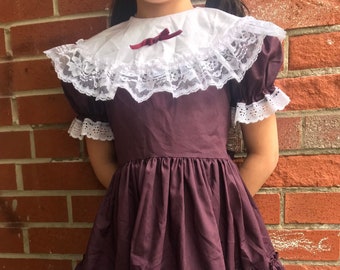 Vintage Lid'l Dolly's USA Burgundy Pageant or Party Southern Belle Dress Circle Skirt Dress for Girls 5