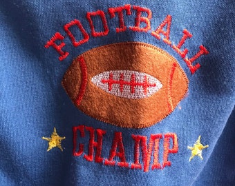 Vintage Baby Colour Block Crewneck Sweatshirt Football Champ Sports Theme Embroidered Graphics 6-9M