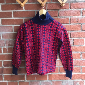 Vintage 70er Jahre Florence Eiseman Knits Argyle Rollkragen Leichter Pullover 14