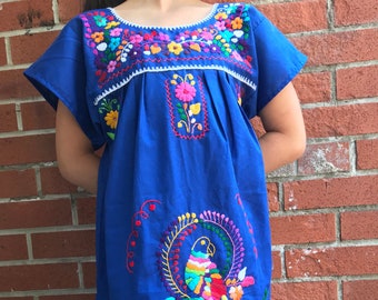 Handmade Mexican Girls Dresses Embroidered Mexican Dresses - White, Blue and Green Options