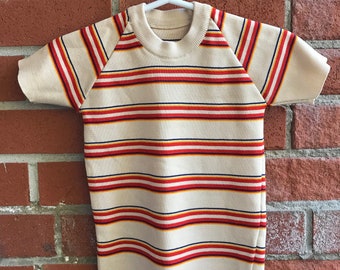 70's Vintage Toddler Striped Shirt - Retro Toddler Striped Shirt - Retro Orange Stripes