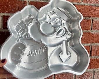 Moule à gâteau en aluminium Popeye de 1980 - moule à gâteau vintage Wilton - moule à gâteau d'anniversaire vintage