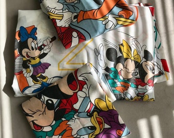 Sábana ajustable doble con dos fundas de almohada, diseño del alfabeto ABC de Mickey Mouse y sus amigos de Walt Disney Co., ropa de cama infantil de Mickey, Minnie, Donald y Goofy