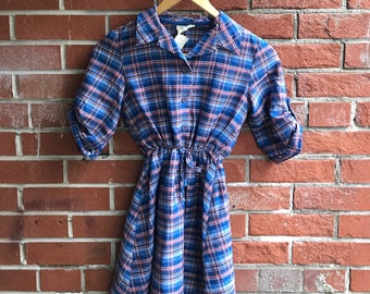 Vestido vintage para niña de Little Princess, vestido campestre a cuadros azules