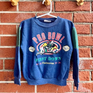 Vintage Toddler Single Stitch Crewneck Colour-block Sweatshirt - Football Themed - Vintage Kids Clothes