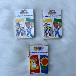 Cartas de jogar vintage Falcon Happy Family lacradas - Cartas de jogar Happy Families lacradas, anos 90 - Brinquedos infantis vintage - Presentes para crianças