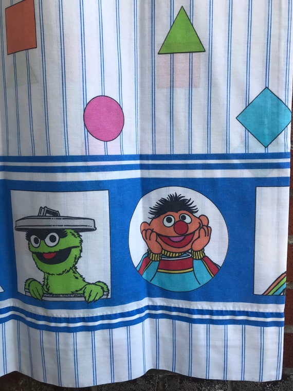 Vintage Sesame Street Twin Flat Sheet Jim Henson Cookie Monster Big Bird Ernie Bert Oscar the Grouch