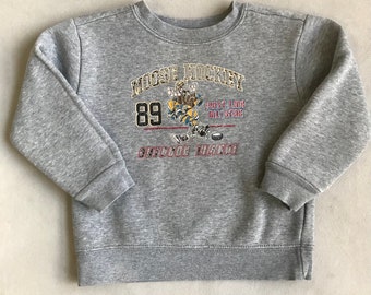 Vintage Toddler Crewneck Sweatshirt Moose Playing Hockey - Athletic Works - Vintage Kids Clothes