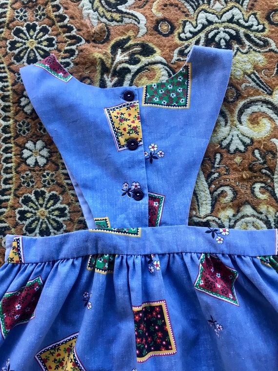 Vintage Handmade Pinafore Blue with Patchwork and… - image 4