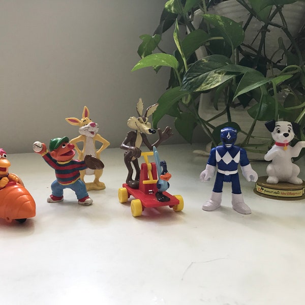 Vintage Toy Figurines - Disney, Fraggle Rock "Gobo", Smurf, Blue Power Rangers, Winnie the Pooh Rabbit, 101 Dalmations Lucky - You Choose