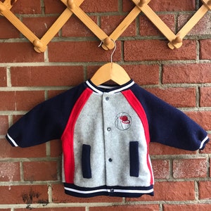 Vintage Sears Baby Fleece Varsity Basketball Jacket Button Snaps 6M image 2