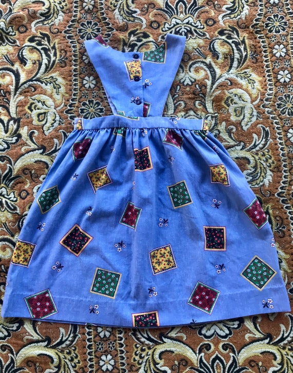 Vintage Handmade Pinafore Blue with Patchwork and… - image 3