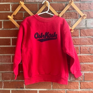 Vintage Kids Oshkosh Red Crewneck Sweatshirt with Logo Spell-out
