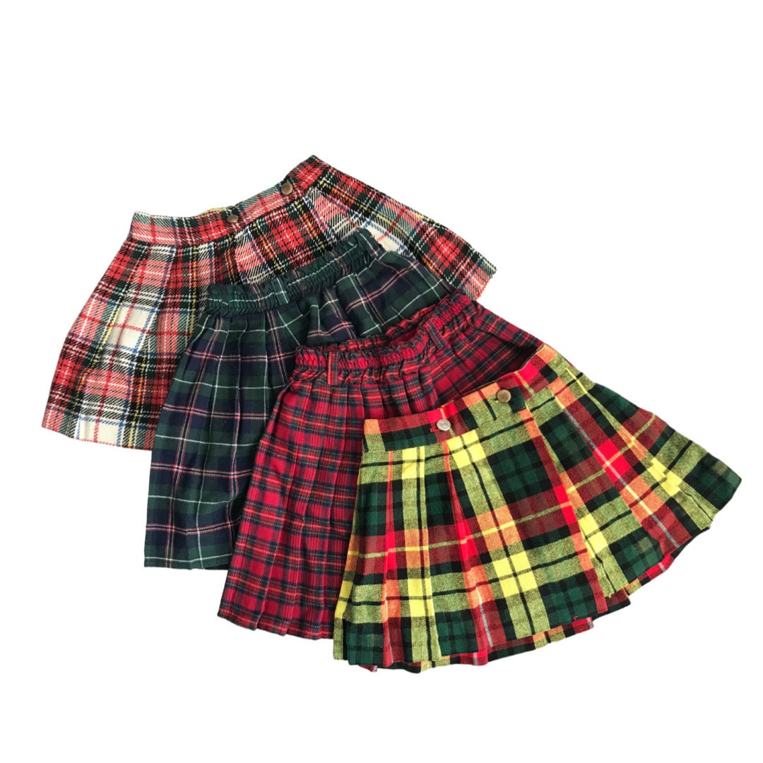 Vintage Kids Tartan Plaid Pleated Skirts Red Tartan Plaid Green Tartan Plaid Etsy UK