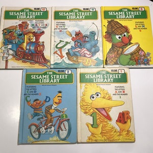 Vintage The Sesame Street Library with Jim Henson Muppets - Lot of 5 - Volumes 1, 2, 6, 11, 12  - 70&#39;s Sesame Street - Vintage Kids Books