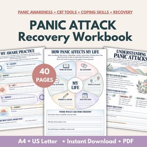 Panic Attack Recovery Workbook, Panic Disorder CBT Worksheets, Anxiety Coping Skills for Teens & Adults