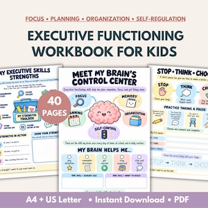 Cuaderno de ejercicios de funciones ejecutivas para niños con TDAH: Enfoque, planificación, organización y hojas de trabajo para terapia de autorregulación.