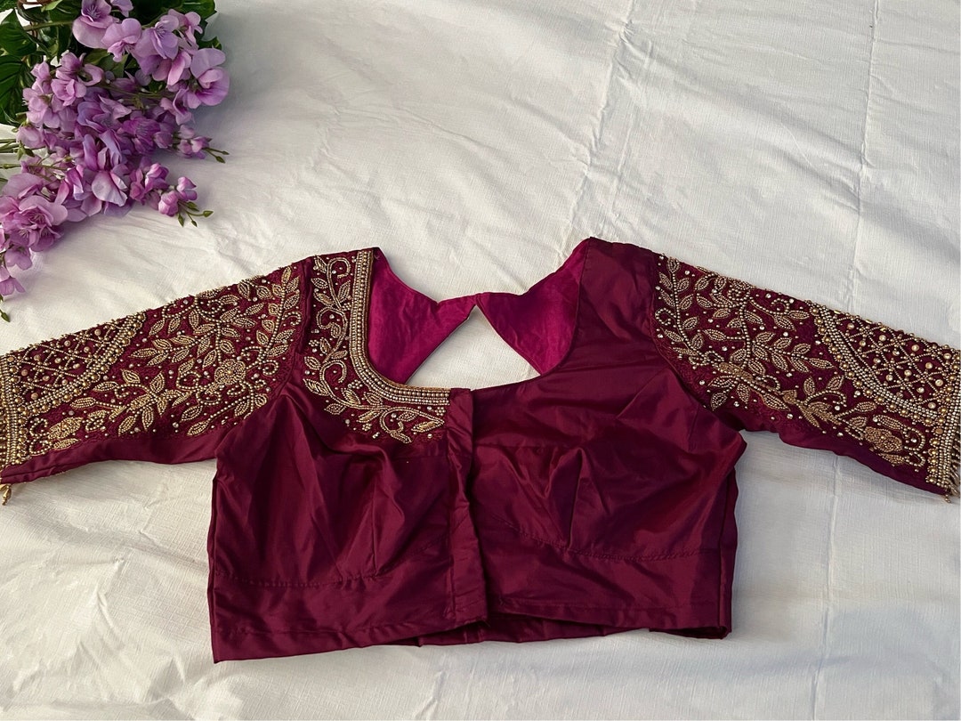 Signature Mustard and Maroon Monga Saree and Blouse main image 0