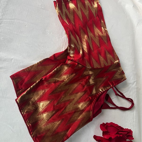 Ready-made Saree Blouse Size 36 to 38/one2Inches  morgen /Party wear Banarasi Silk Blouse Back hooks/ Red Color Silk Blouse/No Padded