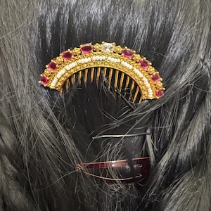 Traditional Indian Hair Pin 6-inch Red Metal for Women Weddings & Celebrations Aakarshana Jewels Hair Pin - Traditional, Indian, 6-inch  main image 3