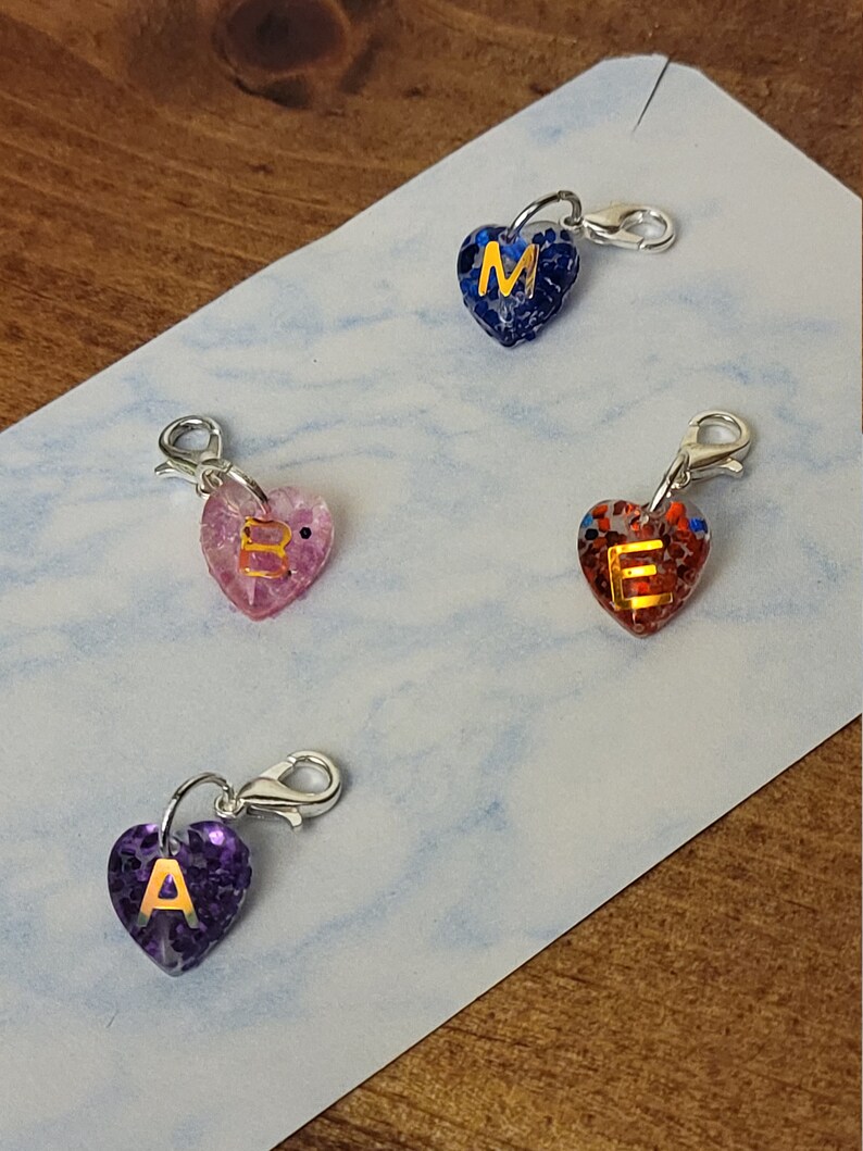 For Her Personalized Heart shaped Initial Charms Handmade image 1
