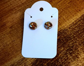 Round Stud Earrings, Stud Earrings, Copper Gold and Silver Stud Earrings, Earrings, Jewelry Earrings, Gold Earrings, Copper Earrings, Silver