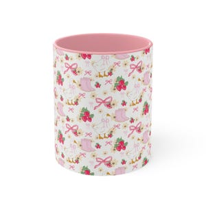 Pink Ballet Pattern Accent Mug | Bows, Slippers, Flowers, Dancers