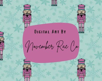Pink Nutcracker Christmas Seamless Pattern | Whimsical PNG (Digital Download)