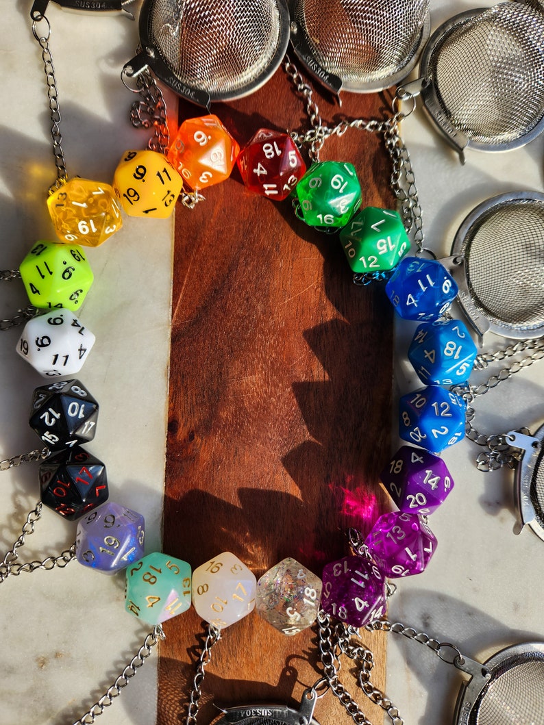 The iridescent dice in the bottom left corner are no longer available, sorry!