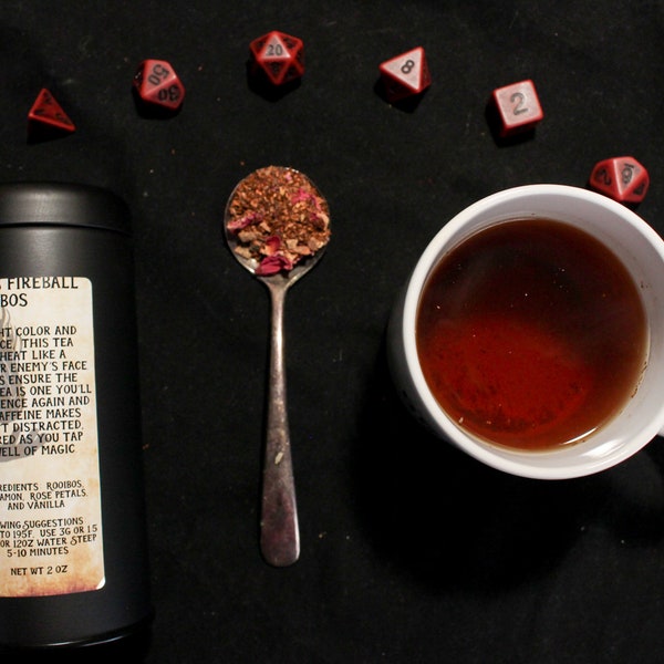 Boule de feu rooibos du sorcier | Mélange de rooibos inspiré de Donjons et Dragons | Cadeau D&D | Thé en vrac