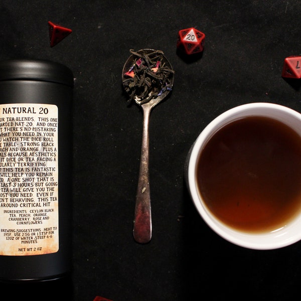 Natural 20 Loose Leaf Tea | Dungeons and Dragons Inspired Black Tea Blend | D&D gift