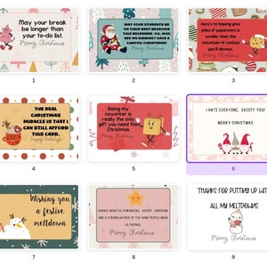 Tarjetas navideñas divertidas y sarcásticas digitales para compañeros de trabajo