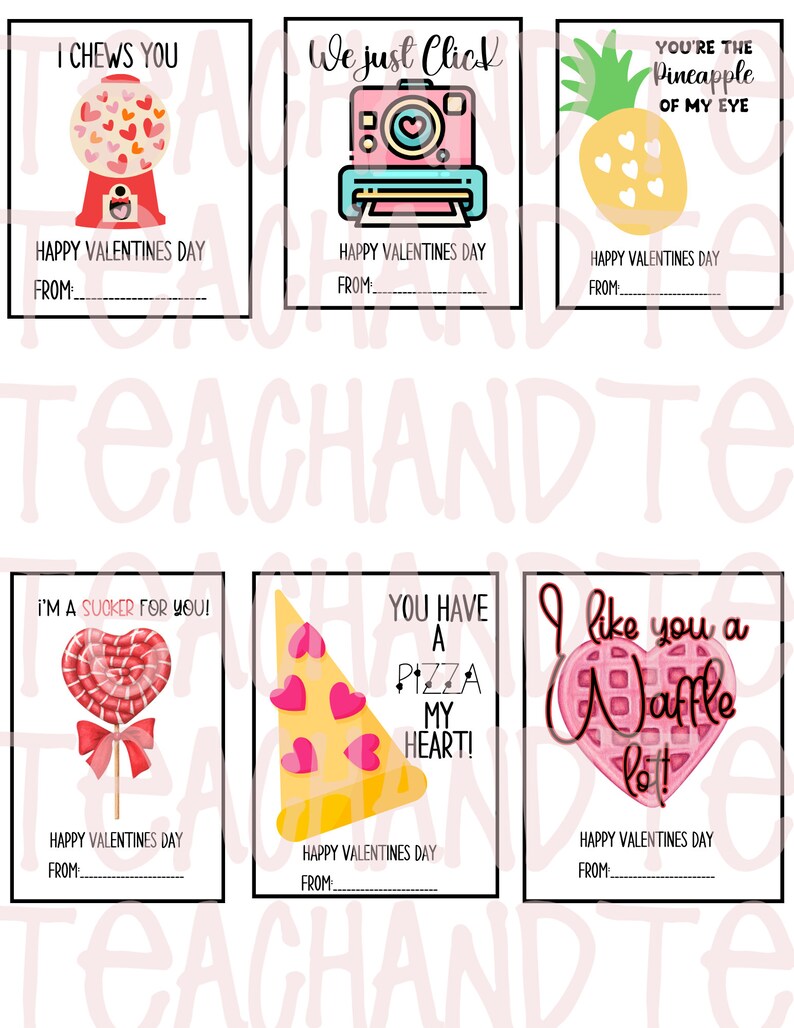 Valentines Cards, Valentines Puns, Digital Download, Teacher Valentine ...