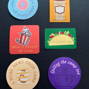 Pegatinas para escribir cartas de campamento