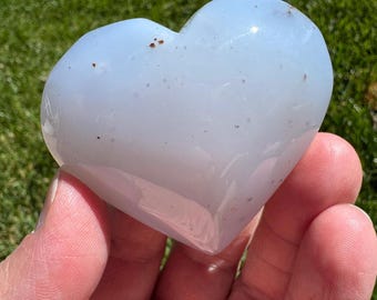 Blue Chalcedony crystal heart 2”