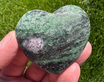 Ruby zoisite crystal heart 1 3/4”