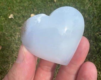 Blue Chalcedony crystal heart 1 3/4”