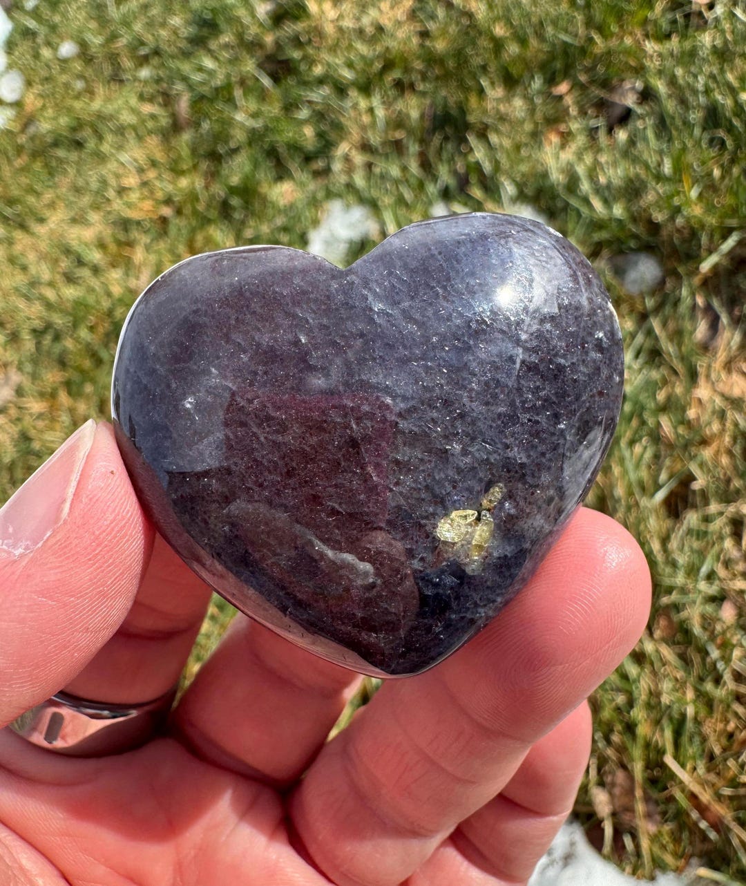 RARE Bloodshot Iolite Sunstone Crystal Heart 1 3/4” (with Natural ...