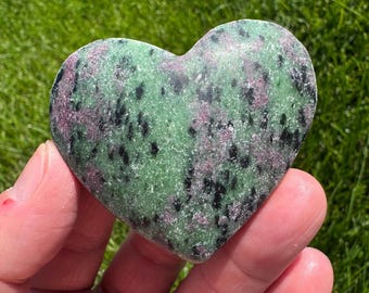 Ruby zoisite crystal heart 1 7/8”