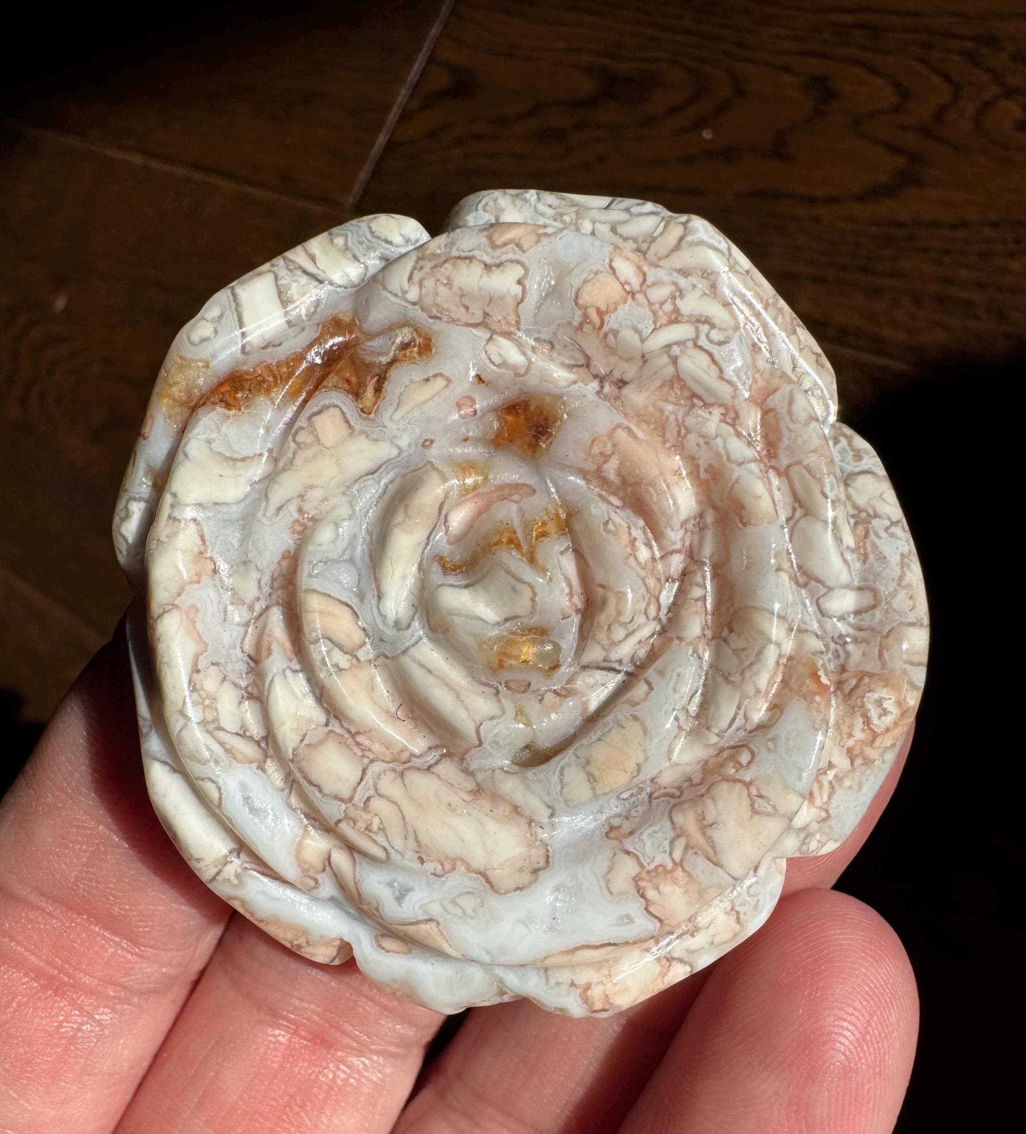 Cotton candy agate/pink agate crystal rose 2” (with natural inclusions)
