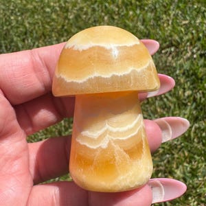 Yellow calcite crystal mushroom 2 1/2”
