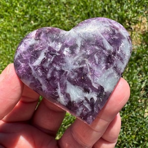 Lepidolite and mica crystal heart 2”