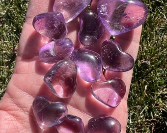 Amethyst crystal hearts (high quality) smaller sizes LOT OF 85