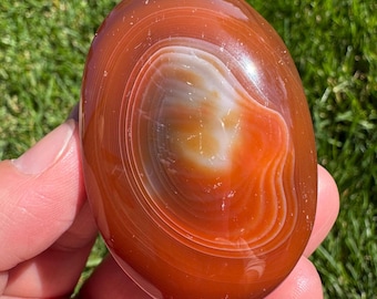Carnelian crystal palm stone 2 1/4” (with natural inclusions)